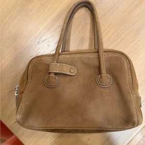 Brown Chestnut Nubuck Leather Shoulder Bag